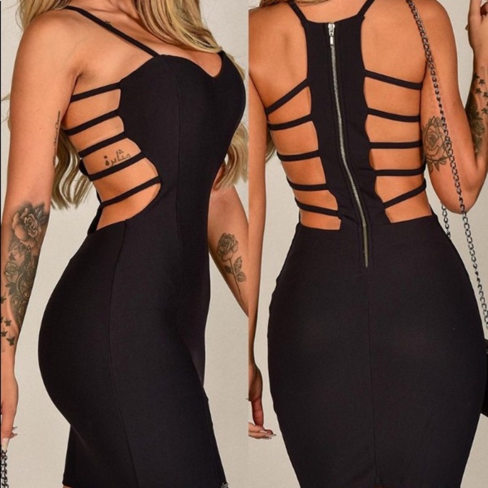 Ladder Cutout Backless Cami Bodycon Dress